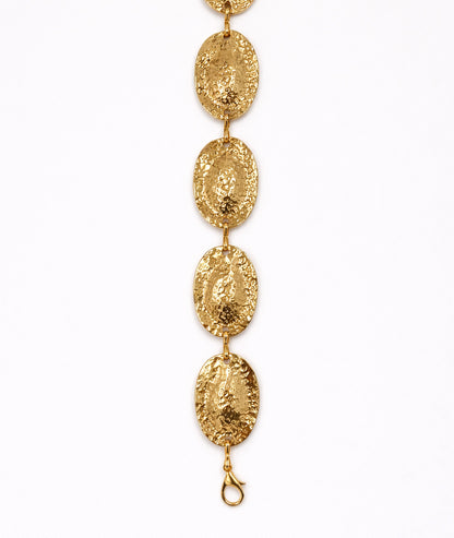 Ceinture chaine à médaillons martelés Chena jaune détails