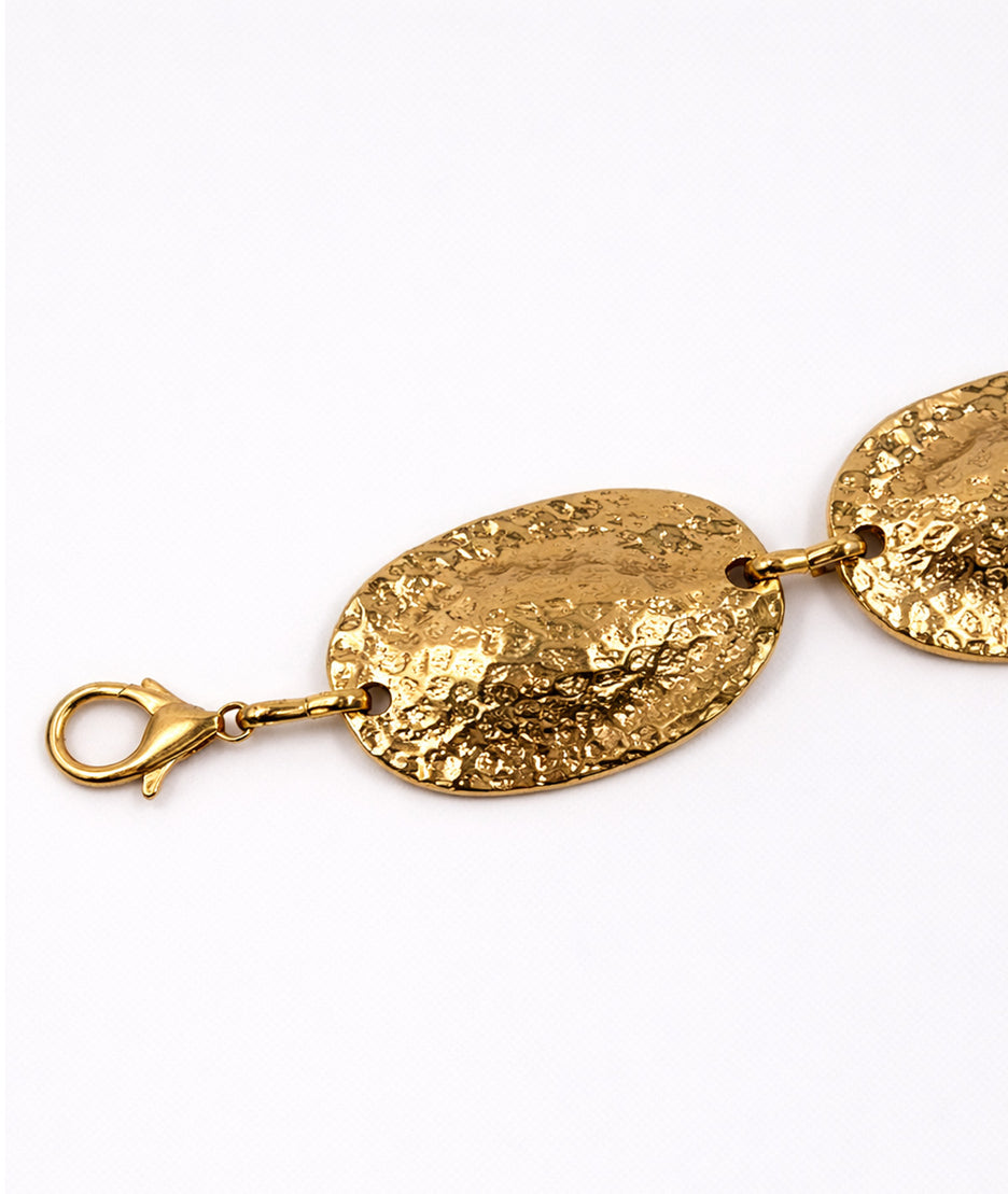 Ceinture chaine à médaillons martelés Chena jaune détail