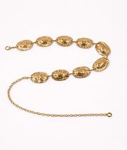 Ceinture chaine à médaillons martelés Chena jaune face