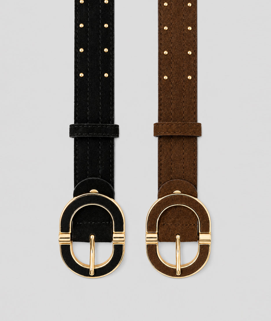 Ceinture cloutée effet daim Clou noir et choco - Carnaby