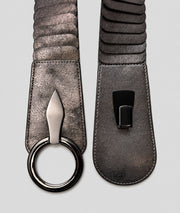 Ceinture large femme gris élastique Laly à attache ronde