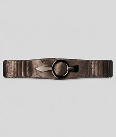 Ceinture large femme gris élastique Laly à attache ronde