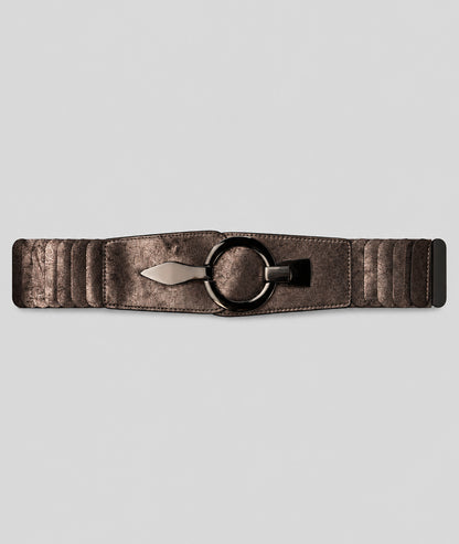 Ceinture large femme gris élastique Laly à attache ronde