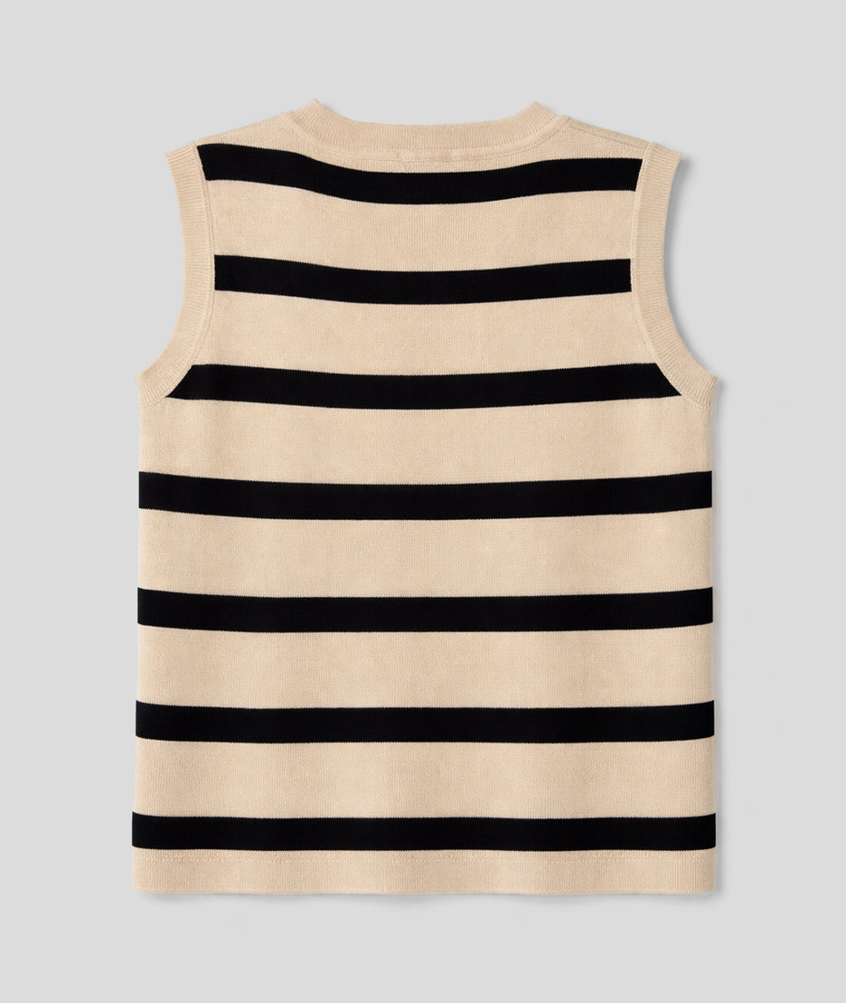 Débardeur Coeur marinière avec ouverture beige dos