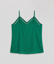 Débardeur femme Elena vert à dentelles