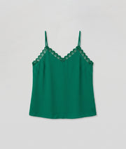 Débardeur femme Elena vert à dentelles