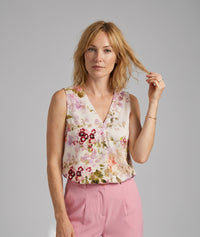 Débardeur satiné multi motif fleuri - multi
