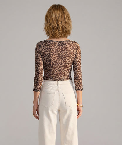 Top en résille Nelly léopard beige dos — marque Carnaby