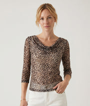 Top en résille Nelly léopard beige face — marque Carnaby