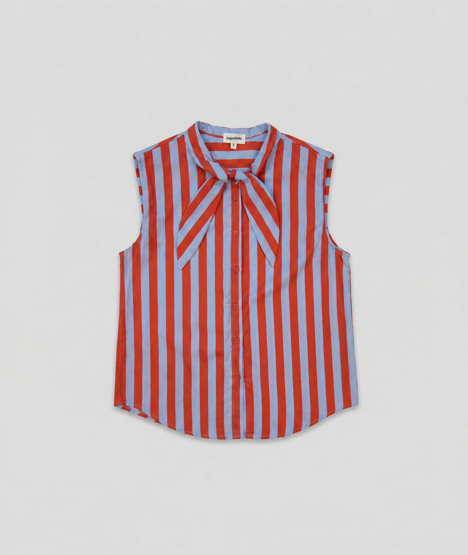 Chemise Paola bleu rouge face — marque Carnaby