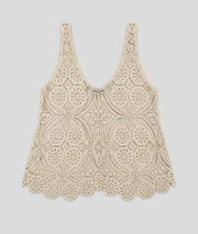 Débardeur Pauline en maille ajourée beige dos