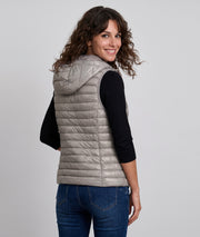 Doudoune sans manches Gaby beige femme à capuche