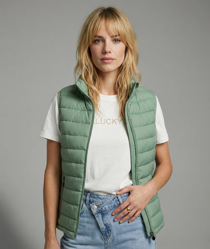 Doudoune Romy sans manches vert face