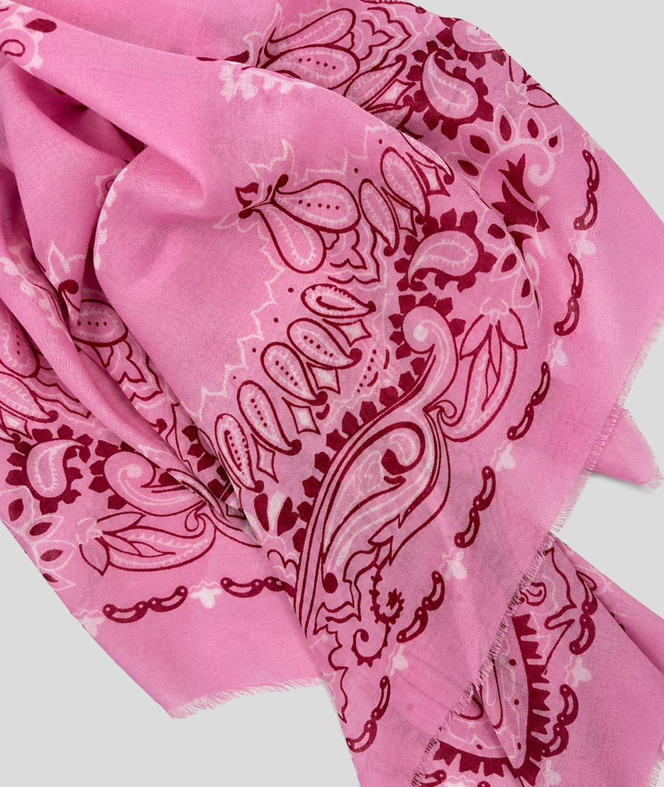 Foulard Bandi à motif bandana rose détail