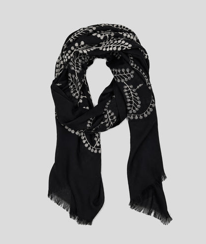 Foulard Brody à broderie noir face
