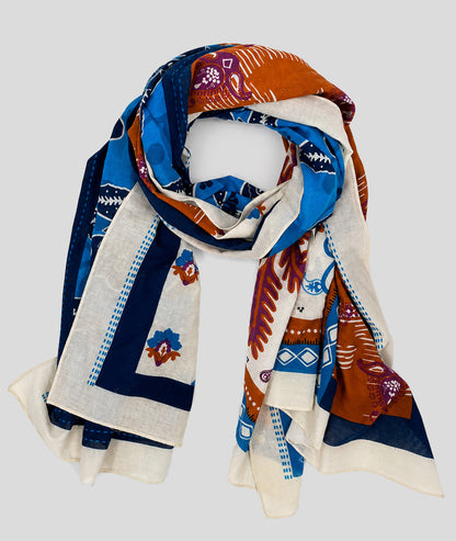Foulard Milla long bleu/camel face