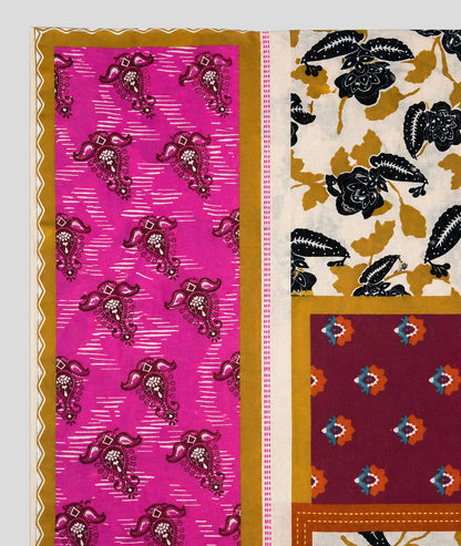 Foulard Milla long vert rose détail