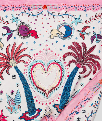 Foulard Paradis carré effet satin - rose