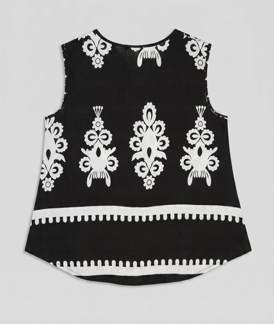 Ensemble short Jordane à motifs - noir/blanc haute arrière