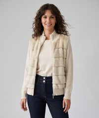 Gilet Brenda en maille et fausse fourrure - beige