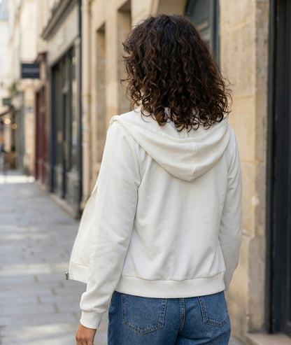 Gilet Capucine à capuche blanc dos