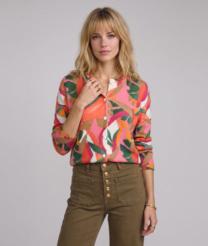 Gilet coloré femme Daniela multicolore en maille fine à manches longues