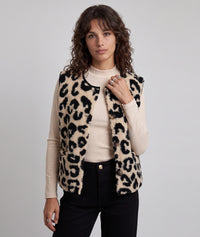 Gilet Doudou en fausse fourrure léopard - beige