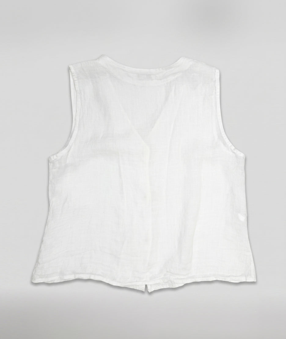 Gilet sans manches Erina en lin - blanc