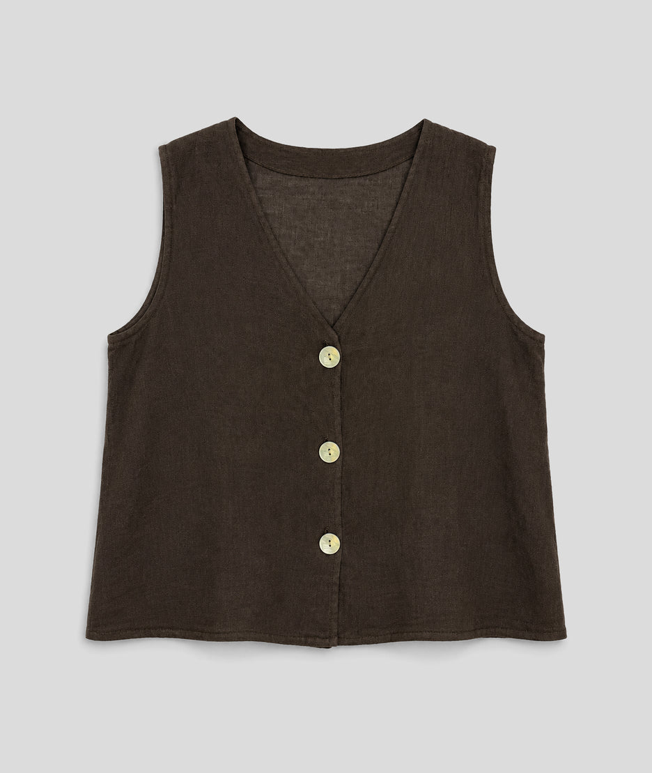 Gilet sans manches Erina choco face — marque Carnaby