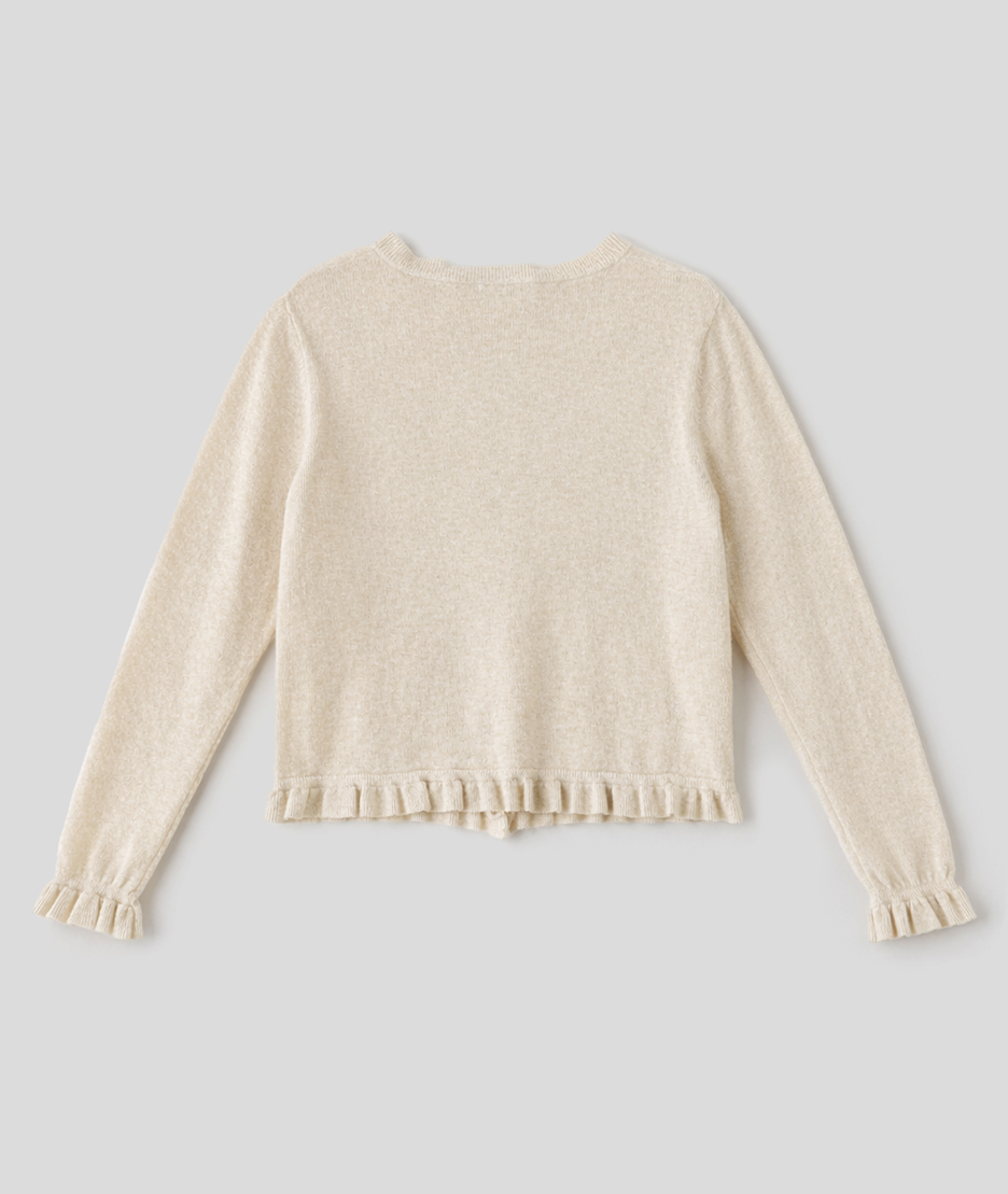 Cardigan Frou manches longues boutonné - beige