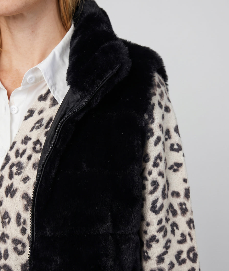 Gilet sans manches Furla en fausse fourrure noir femme