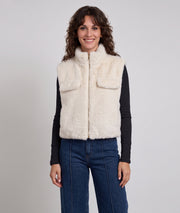 Gilet fausse fourrure femme Furly écru sans manches