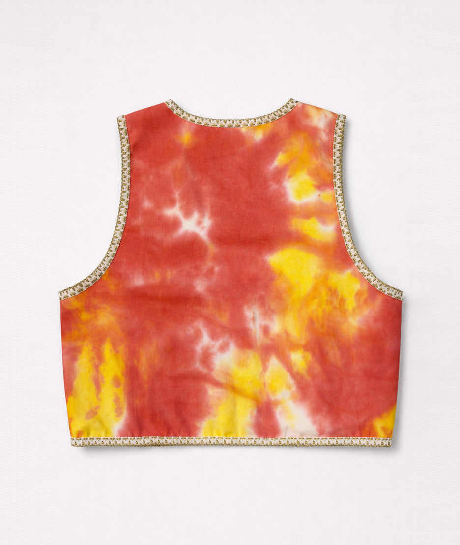Gilet Karen sans manches à sequins tie & dye - orange
