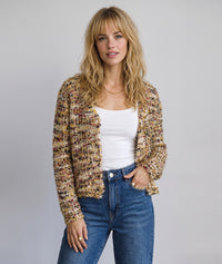 Gilet en maille pailletée multicolore - ocre