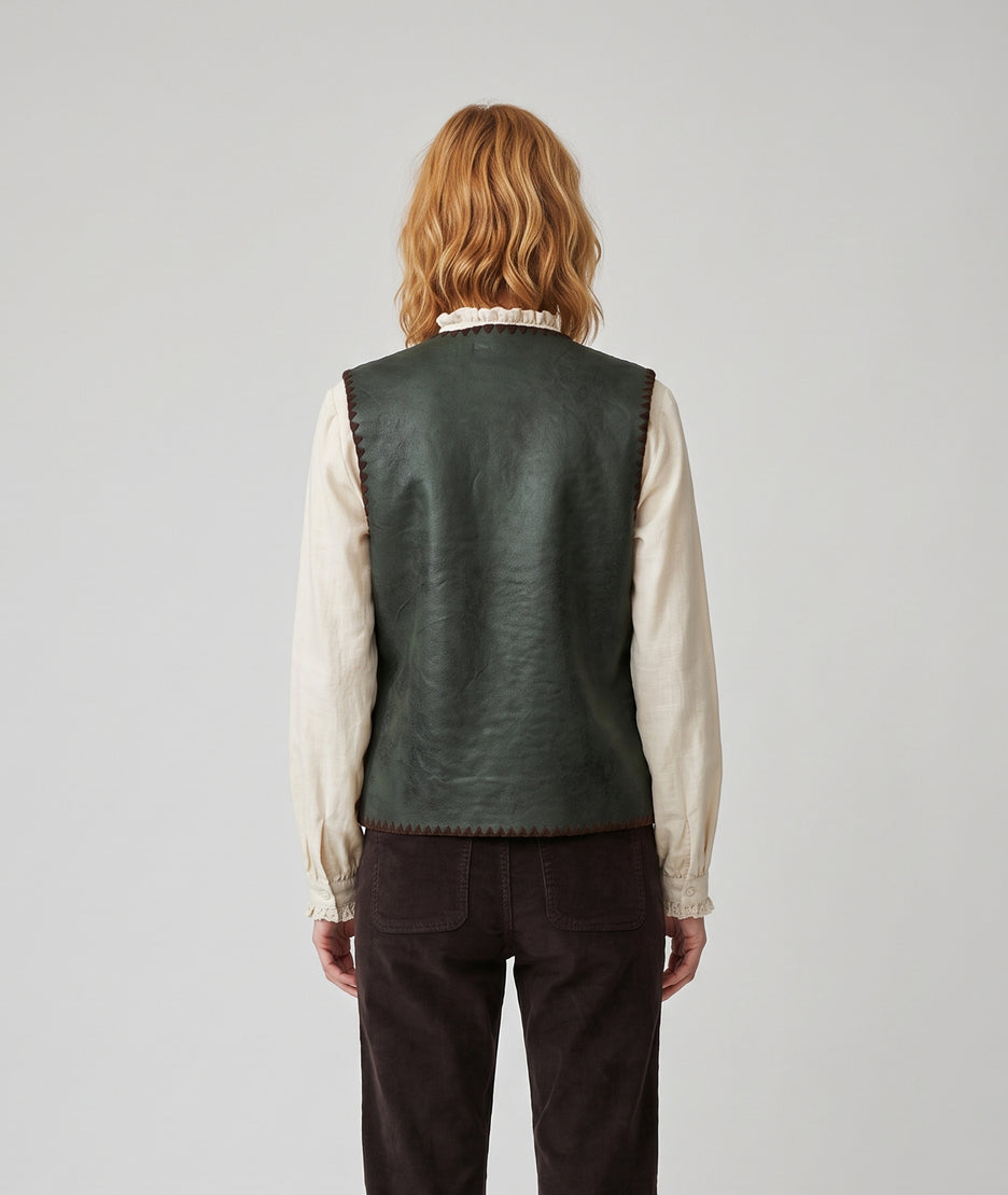 Gilet sans manches effet peau et mouton