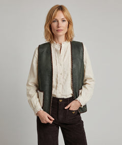 Gilet sans manches effet peau et mouton