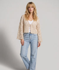Gilet Sabine en maille ajourée - beige