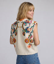 Gilet Tyna sans manches en bouclettes - ecru