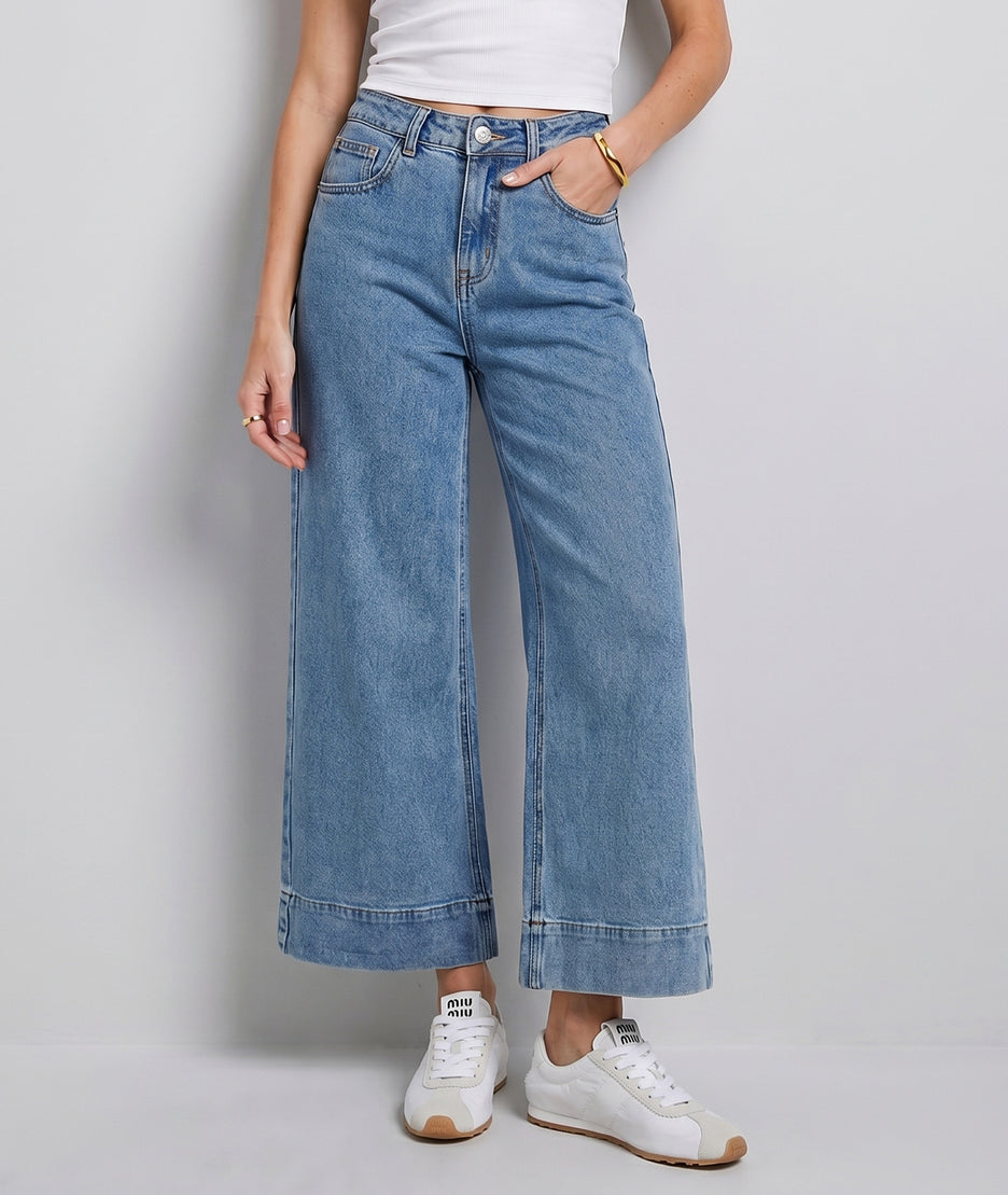Jean wide leg 7/8 clair face — marque Carnaby