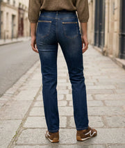 Jean slim délavé couleur jean fonce face arrière