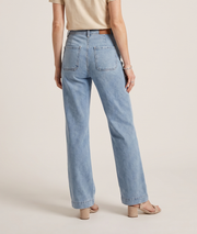 Jean Daisy flare taille haute brodé marguerites- jean