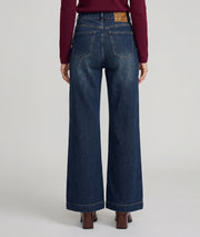 Jean wide leg délavé femme taille haute