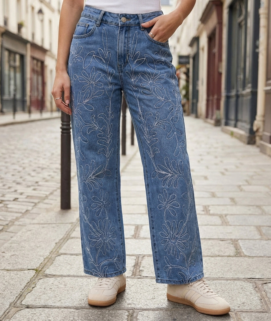 Jean Liera large à broderie