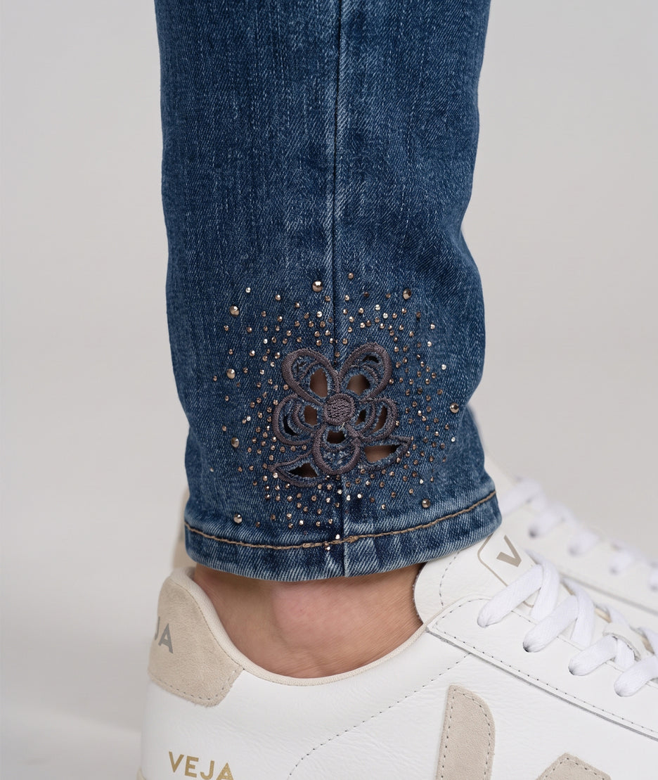 Jean slim femme Louane taille haute en denim bleu
