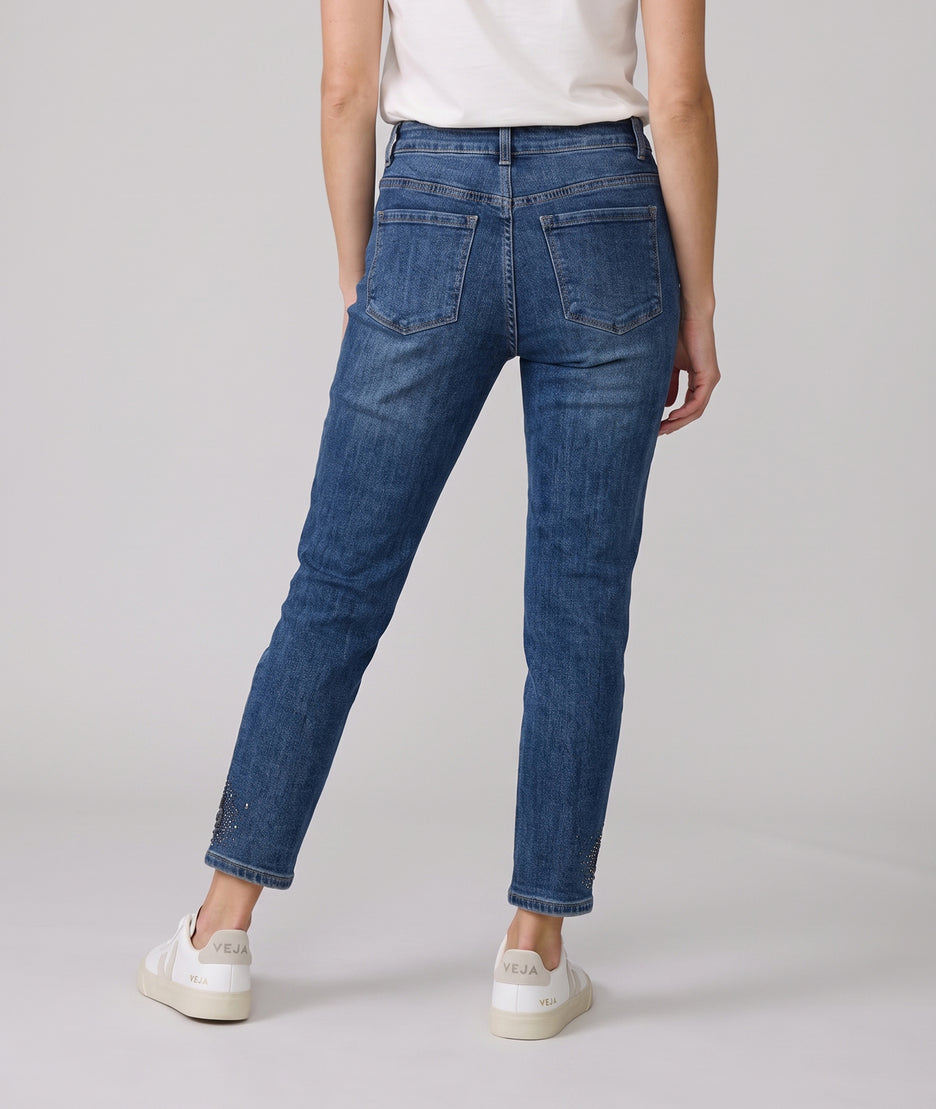 Jean slim femme Louane taille haute en denim bleu