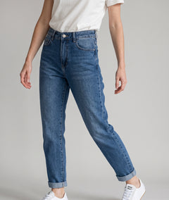 Jean taille haute coupe mum denim femme face - Carnaby