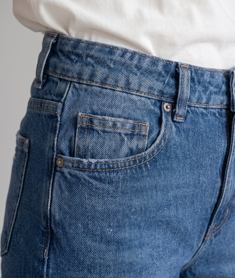 Jean taille haute coupe mum denim femme detail - Carnaby