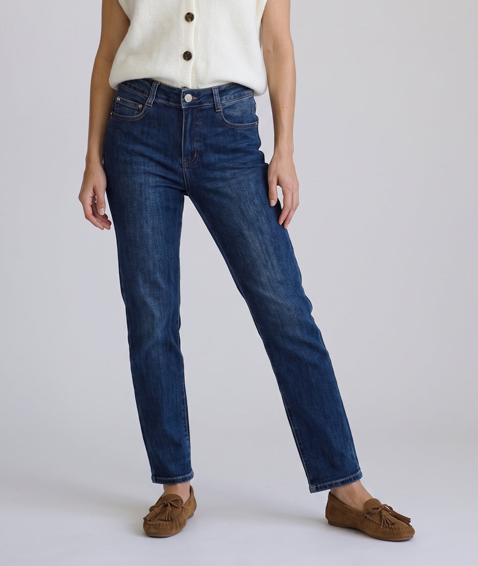 Jean papillon femme slim avec détail strass au dos