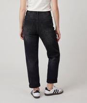 Jean 7/8ème femme noir coupe boyfriend à étoiles