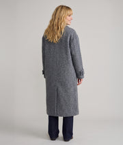 Manteau long femme gris Sonia à double boutonnage et col cranté face arrière